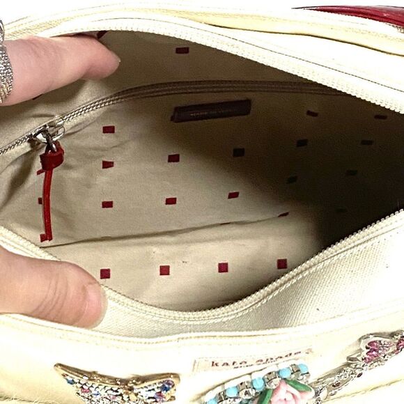 Custom Kate Spade Canvas Handbag Red Patent Leather Trim - Picture 8 of 10